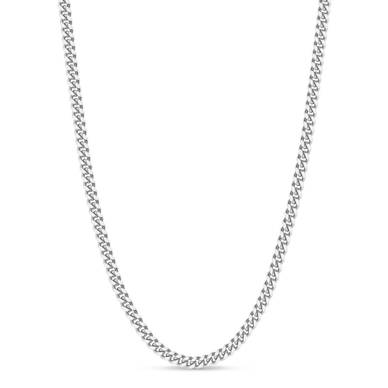 Rhodium Finished SS Cuban Necklace 24